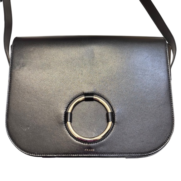 Frame le ring large saddle messenger bag in black leather - Picture 1 of 7